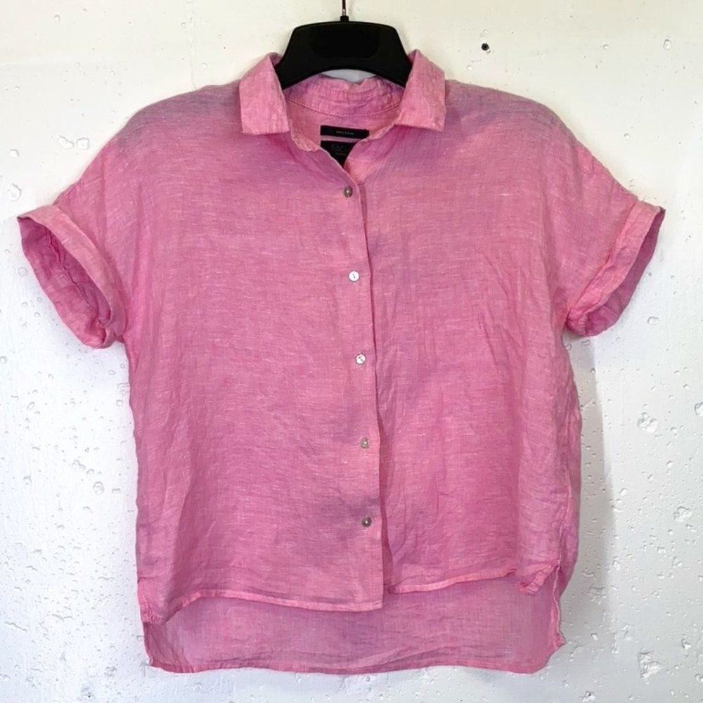 Rachel Roy Pink Linen Button Down